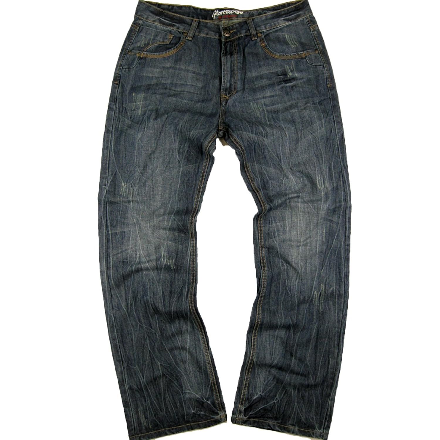 

Stone Touch Men's Straight Leg Fit Washed Denim Jeans