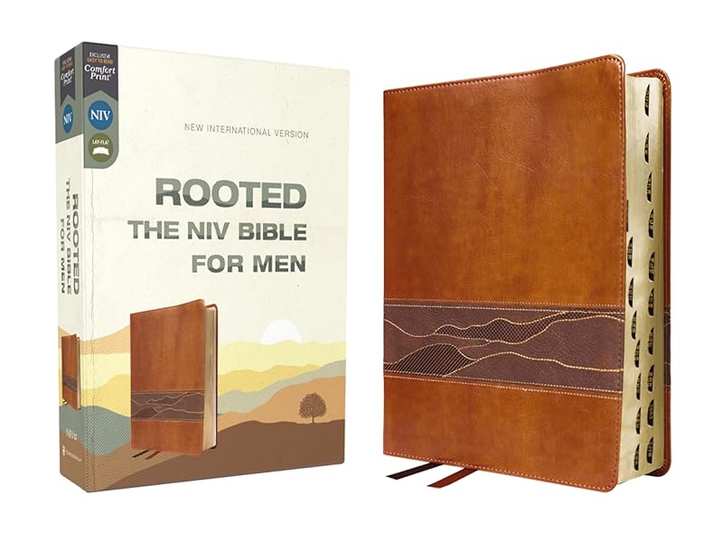 Rooted: The NIV Bible for Men, Leathersoft, Brown, Thumb Indexed, Comfort Print by Zondervan