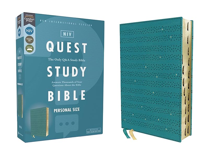 NIV, Quest Study Bible, Personal Size, Leathersoft, Teal, Thumb Indexed, Comfort Print: The Only Q and A Study Bible by Zondervan