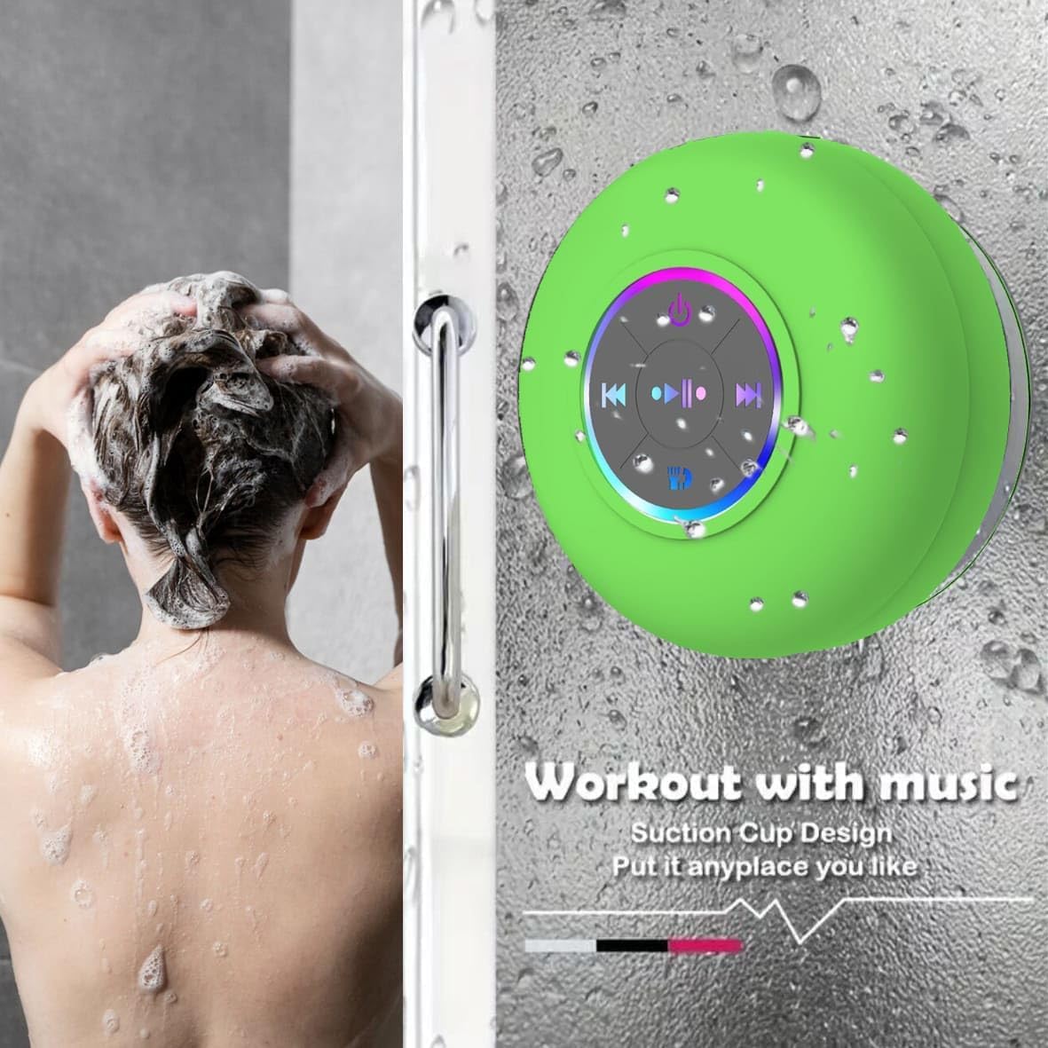 Bluetooth Shower Speaker With LED – Portable Wireless Mini Speaker With Mic & Suction Cup, IPX4 Water Resistant For Shower, Travel,Pool,River Floating_voghion.com