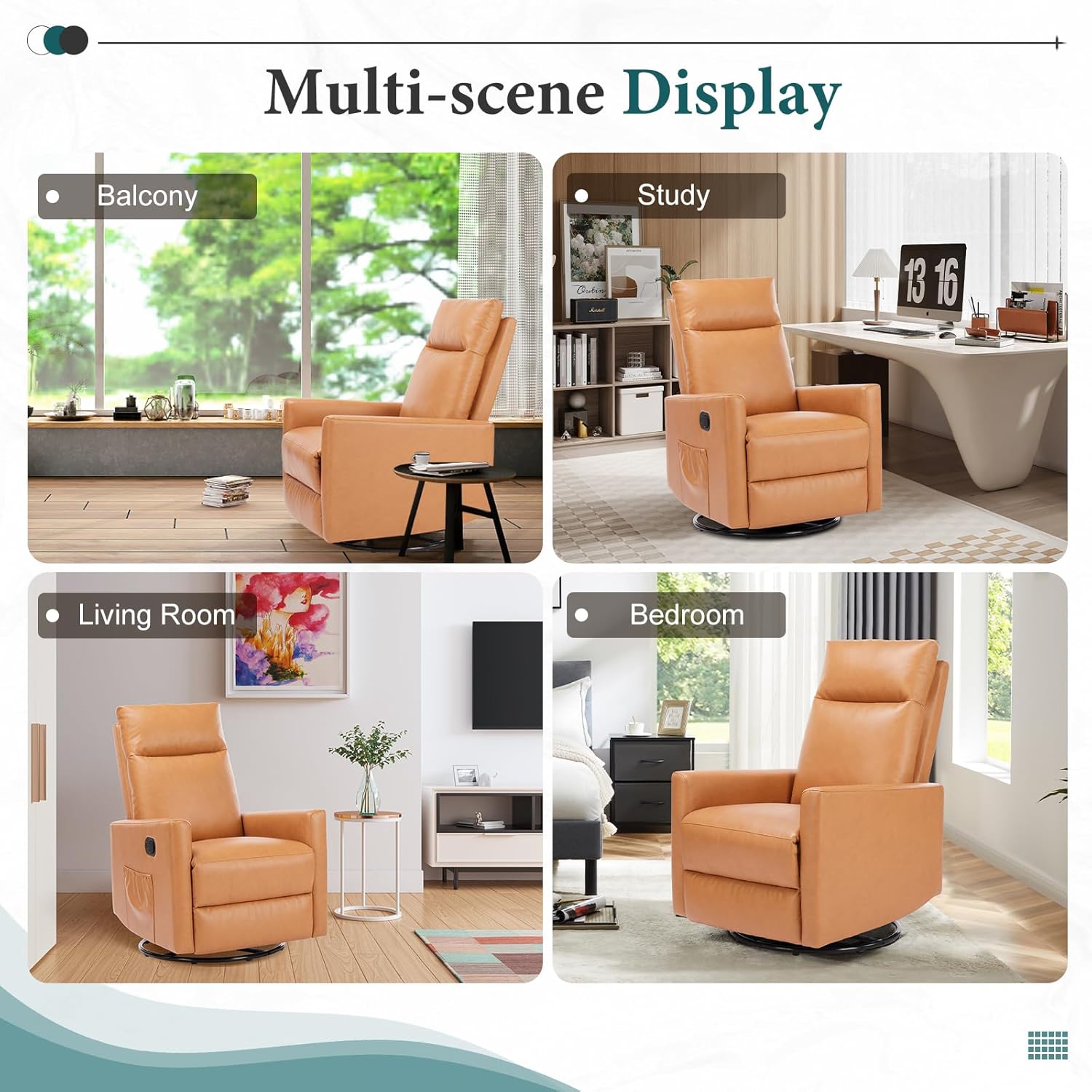 Orange Swivel Rocker Recliner Chair Manual Singer Sofa Bedroom