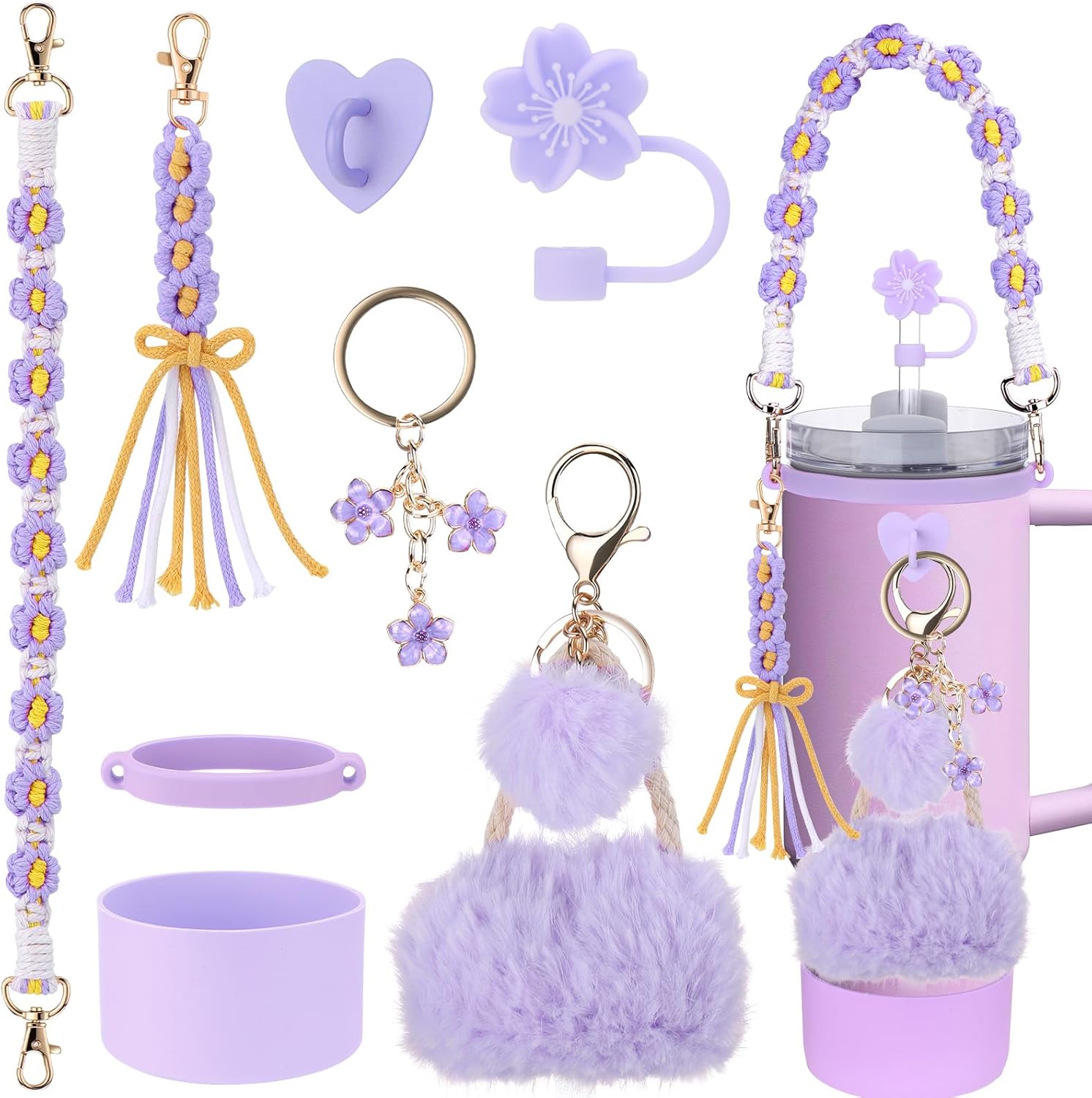 Stanley Cup Accessories Set - Handle Strap, Protective Boot & Straw Cover In 4 Colors