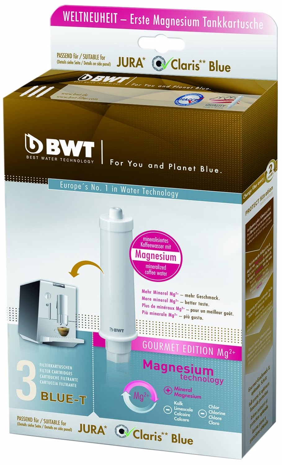 bwt 814833 tankkartusche - gourmet-edition blue-t, 3-er set