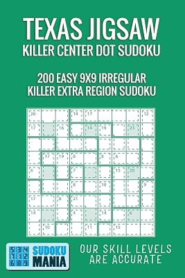 Texas Jigsaw Killer Center Dot Sudoku: 200 Easy 9x9 Irregular Killer Extra Region Sudoku