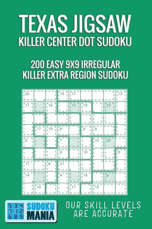 Texas Jigsaw Killer Center Dot Sudoku: 200 Easy 9x9 Irregular Killer Extra Region Sudoku by Sudoku Mania