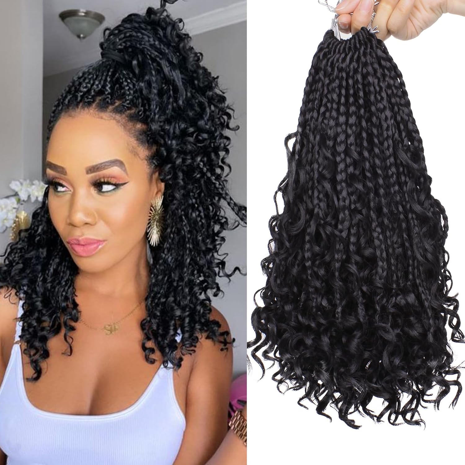 30 Inch Crochet Box Braids 8 Packs Black Goddess Box Braids Crochet Hair Bohomian Box Braids Crochet Hair Synthetic Braiding Hair Extensions_voghion.com