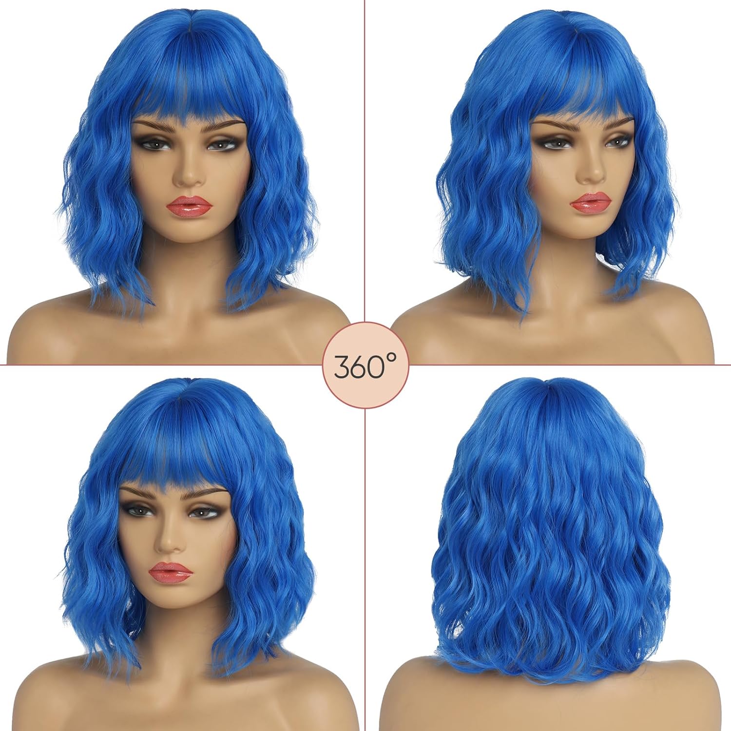 Kurze blonde Perücke für Frauen, natürliches Kunsthaar, Ombre-Bob-Perücke mit ordentlichem Pony, dunklem Ansatz für Alltag/Party/Cosplay (10 Zoll, Blond)._voghion.com