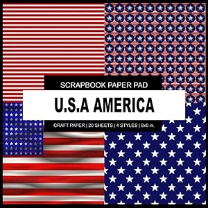 Scrapbook Paper Pad: U.S.A AMERICA - Scrapbook Paper Pad - 8x8 inch Decorative Crafting Designer Paper, For Origami, Scrapbooking, Art and Creative Projects Kit by P2G Designs