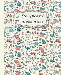 Storyboard.: Pattern with Unicorn, Dinosaur, Rainbow, and More 7.5 x 9.25, 100 Pages, For kids, teens, and adults. by KRONOS BOOKS