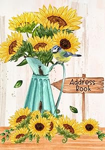 Address Book: Large Print Address And Telephone Book For Seniors With Alphabet A-Z Index / Birthday Reminders, Vintage Watercolor Sunflowers & Jug by Kai Reby