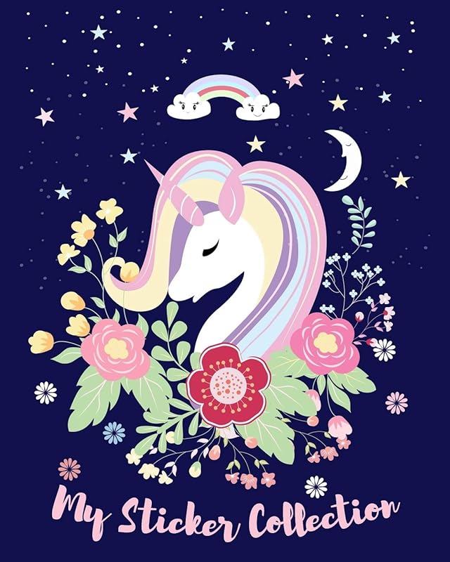 MY Sticker Collection: Kawaii Unicorn & Floral Decor - To put stickers in ultimate blank permanent sticker album for Collecting, Sketching, Writing, ... Kids, Teens (Creative Journal Album) by Brookes Logsbook