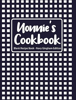 Nonnie's Cookbook Blank Recipe Book Navy Gingham Edition