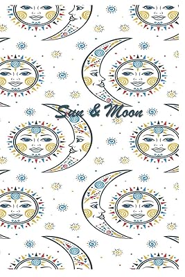 Sun & Moon: 124 Page Softcover, Has Blank Pages, College Rule Composition (6” x 9 “) Boho Celestial