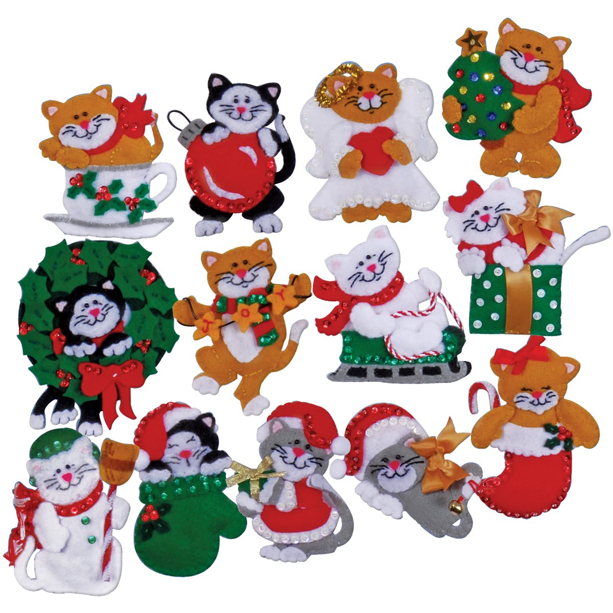 

Tobin Lots of Kittens Ornaments Felt Applique Kit, 3 by 4-Inch, Set of 13