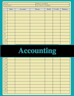ACCOUNTING: accounting book ,idealy sized :8.5x11 ,120 pages ,6 columns and 28 ligne.