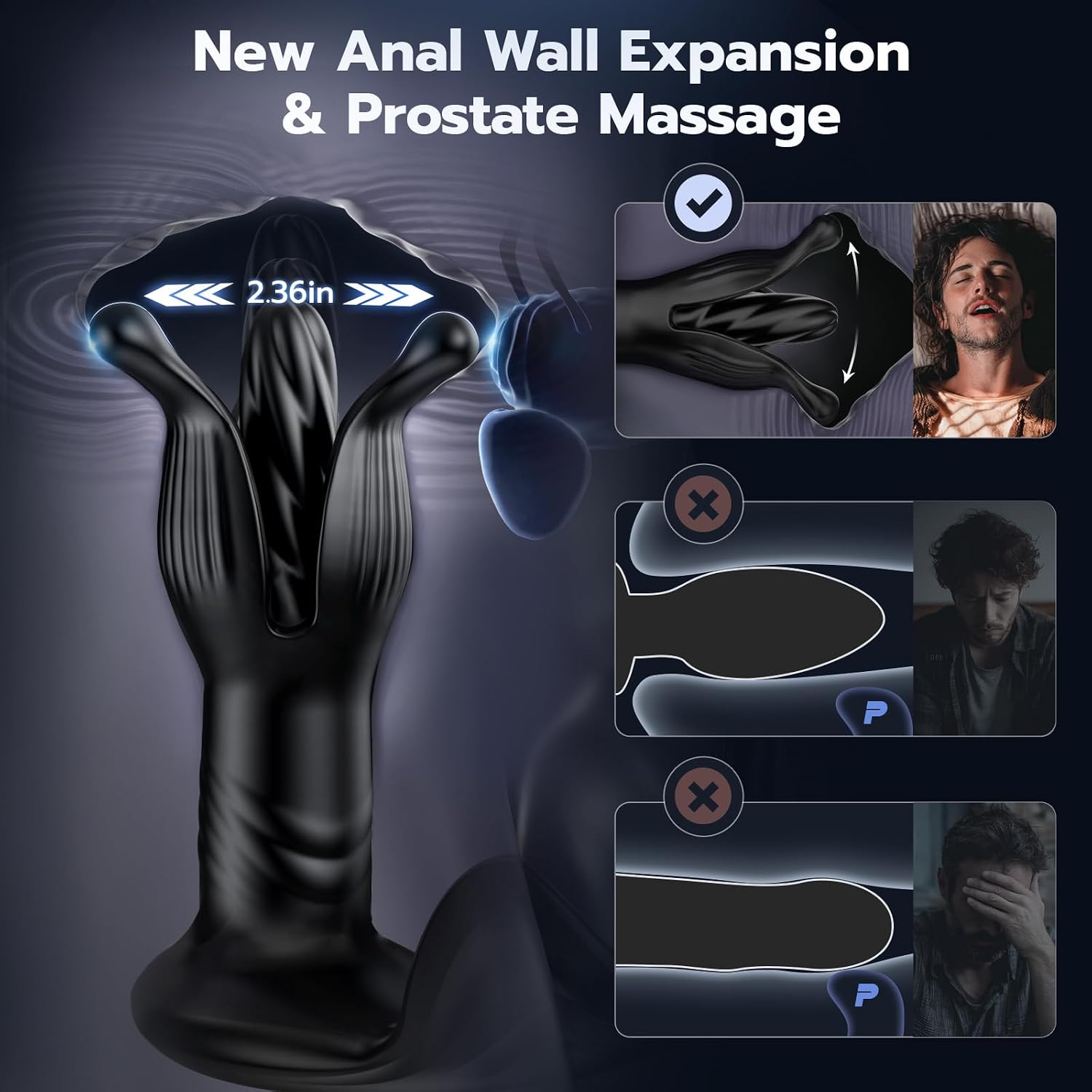 BEISAR Massaggiatore prostatico anale, plug anale con intelligenza artificiale, giocattoli sessuali maschili per uomini, plug anale, giocattoli per adulti con 9 modalità di spinta e vibrazione._voghion.com