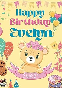 Happy Birthday Evelyn: Large Cool Coloring Birthday Book For Girls, Baby, Children, Kids, Toddlers Ages 2-4,4-5,3-5,5-7,4-8,6-8 Year Old, Perfect Best ... Doodling, Sketching, Notes (Girl 2-8 age)