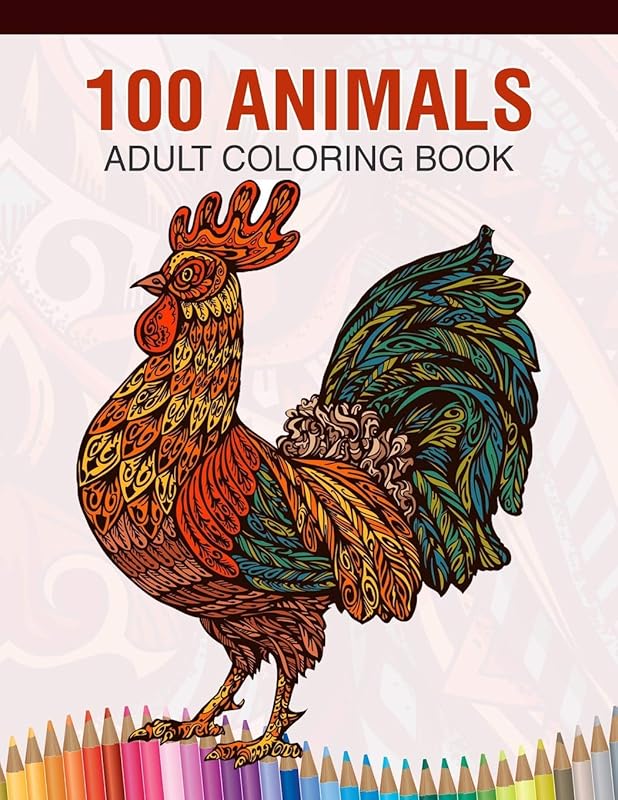 100 Animals Adult Coloring Book: Animal Lovers Coloring Book with 100 Gorgeous Lions, Elephants, Owls, Horses, Dogs, Cats, Plants and Wildlife for ... and More! | Animal Coloring Activity Book by A Design Creation