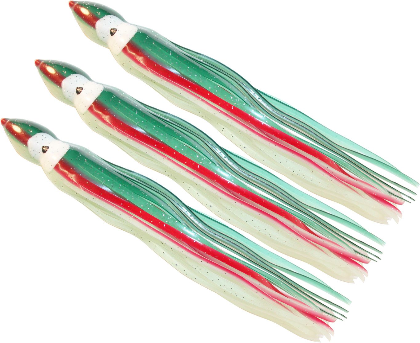 

5.5 Inch Octopus Skirt - Luminous Green with Red Stripe, (3 Skirts)