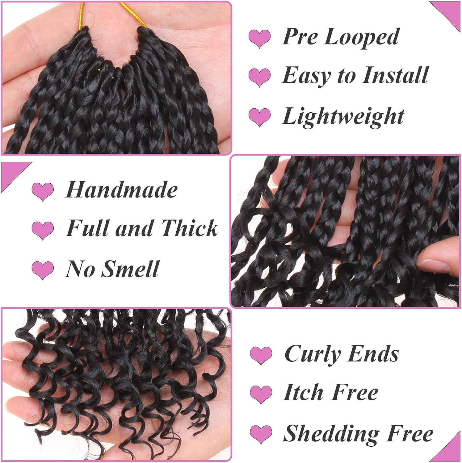 30 Inch Crochet Box Braids 8 Packs Black Goddess Box Braids Crochet Hair Bohomian Box Braids Crochet Hair Synthetic Braiding Hair Extensions_voghion.com
