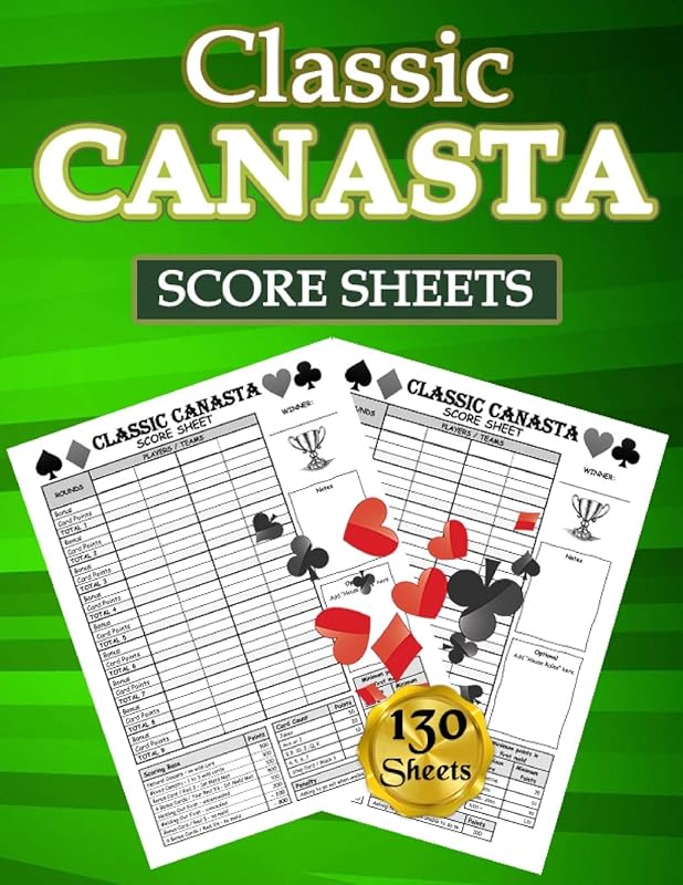Classic Canasta Score Sheets: 130 Large Score Pads for Scorekeeping - Classic Canasta Score Cards - Classic Canasta Score Pads with Size 8.5 x 11 inches by unknown author