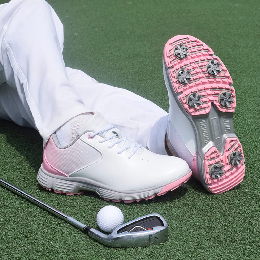 Women's Golf Shoes Waterproof Sports Shoes For Golf Female Ladies Training Walking Sneakers With 9 Spikes_vogvips.com