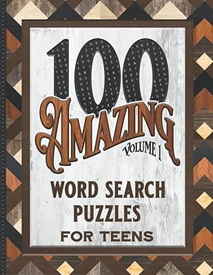 100 Amazing Word Search Puzzles for Teens VOL 1 Designer Retro Geometrical Woods Pattern Assorted Word Find Puzzle Book Fun: 8.5" x 11" Relaxing Fun ... Woodturners Crafters Gift for Teen