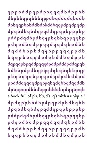 a book full of p’s, b’s, d’s, q’s with a unique l by Eye Bleeding Books
