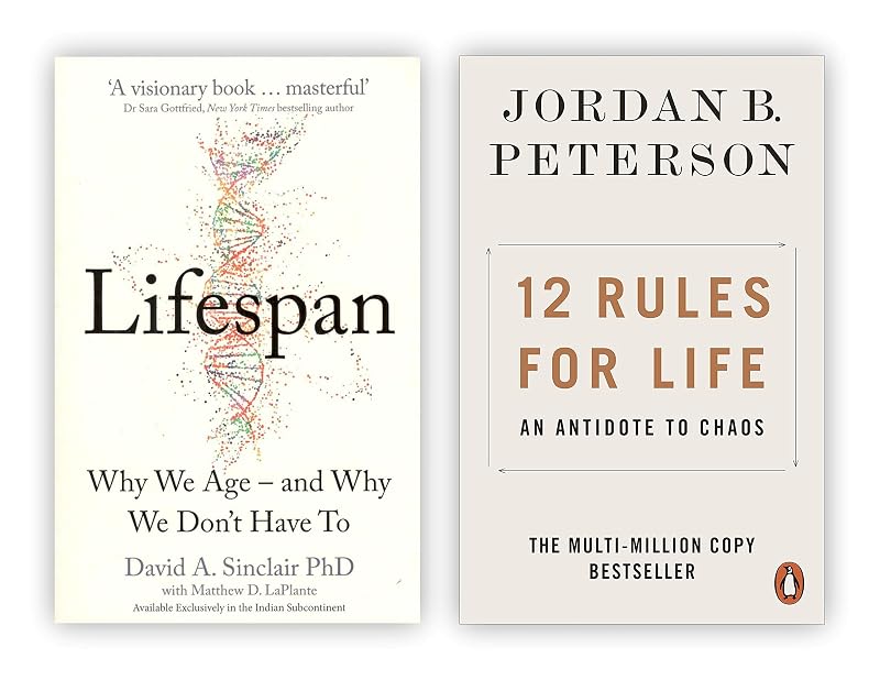 Lifespan Why We Age and Why We Don’t Have To By Dr David A. Sinclair and 12 Rules for Life An Antidote to Chaos By Jordan B. Peterson 2 books Collection Set by David A. Sinclair