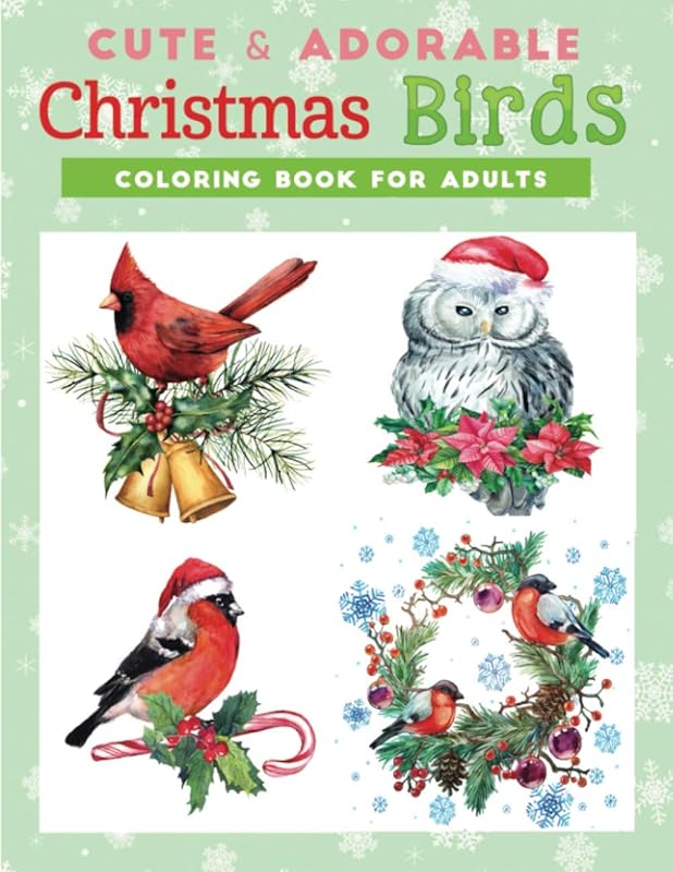 cute & adorable Christmas birds coloring book for adults: An Adult Holiday Coloring Book with Cute & Easy Birds To Draw by jane Christmas Press