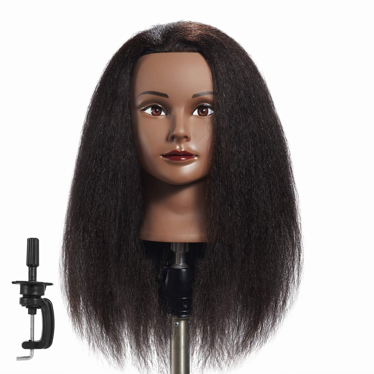 Testa di manichino 100% capelli veri, 16-18 pollici, testa da addestramento per parrucchieri e per la pratica di styling, testa di bambola per cosmetologia e per esercitazioni di trecce._voghion.com