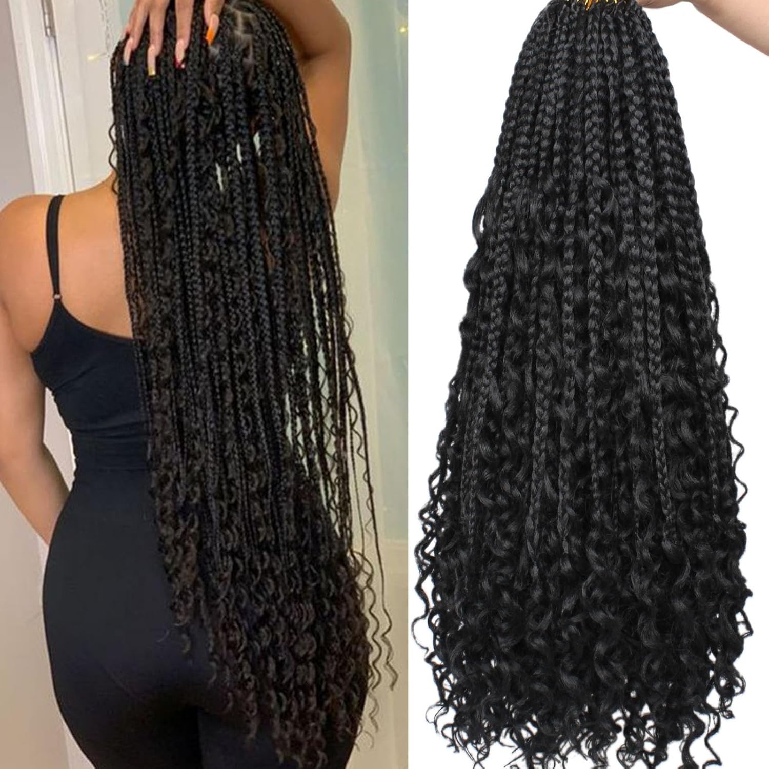 30 Inch Crochet Box Braids 8 Packs Black Goddess Box Braids Crochet Hair Bohomian Box Braids Crochet Hair Synthetic Braiding Hair Extensions_voghion.com