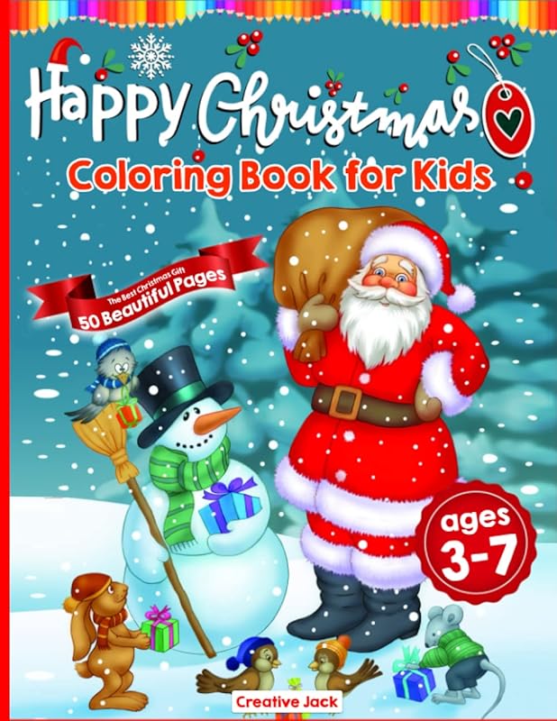 Happy CHRISTMAS Coloring Book for Children: AGES 3-7 by Creative Jack