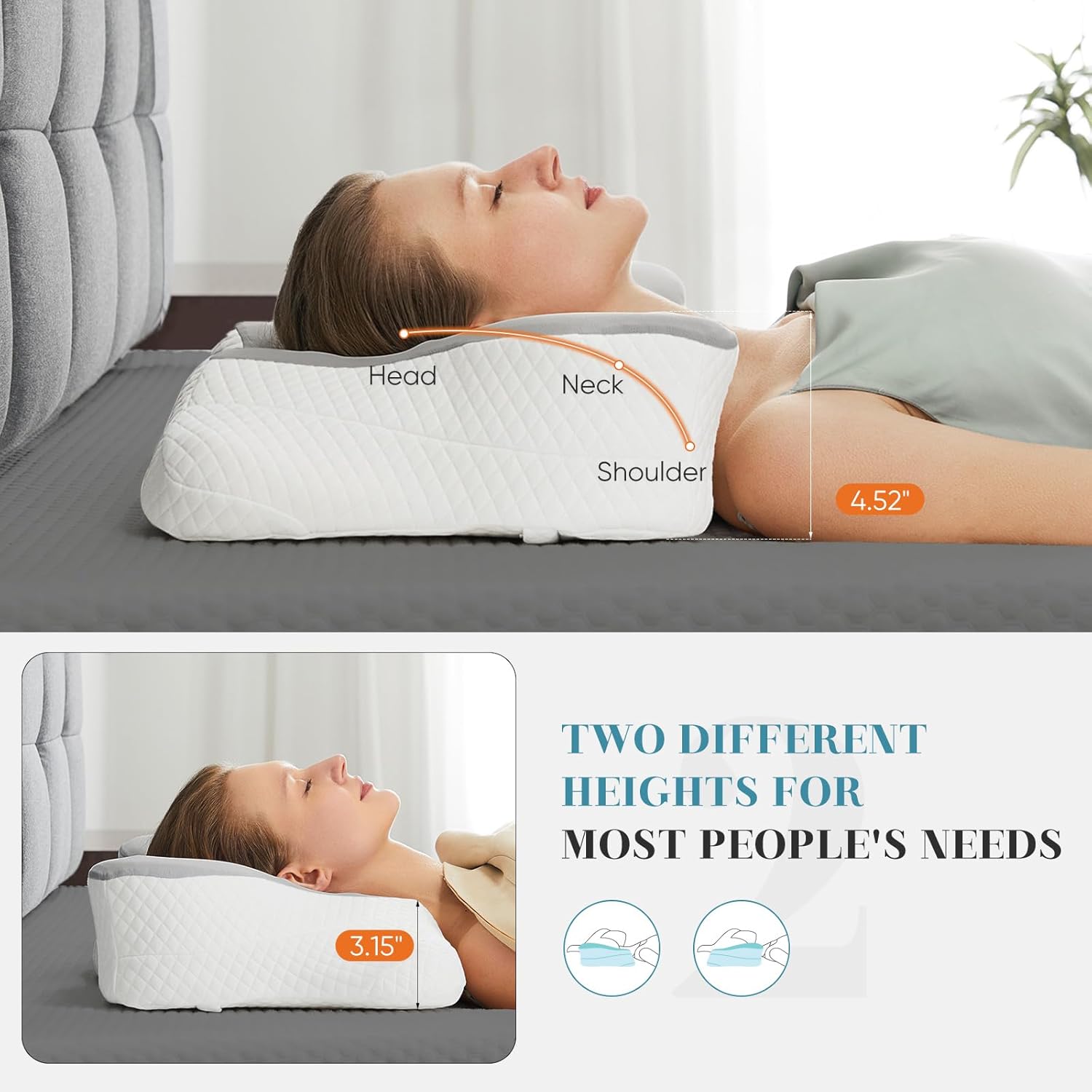 Cervical Ergonomic Contour Neck Pillows Neck Pain Relief Memory