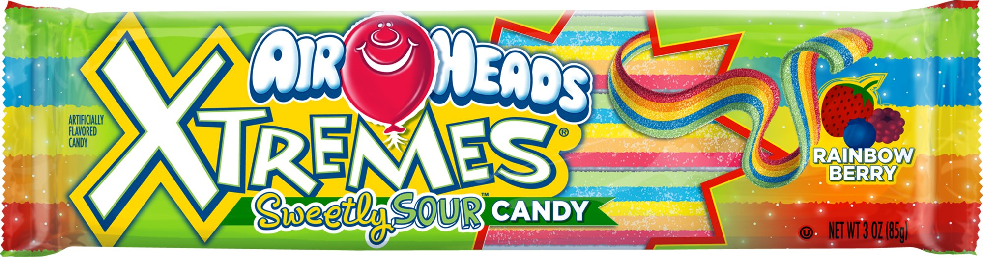 Airheads Xtremes Sour Candy Rainbow Berry 3 Ounce (Pack of 12) Airheads