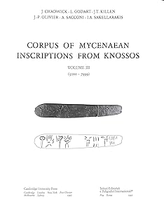 Corpus of Mycenaean Inscriptions from Knossos: Volume 3, 5000–7999