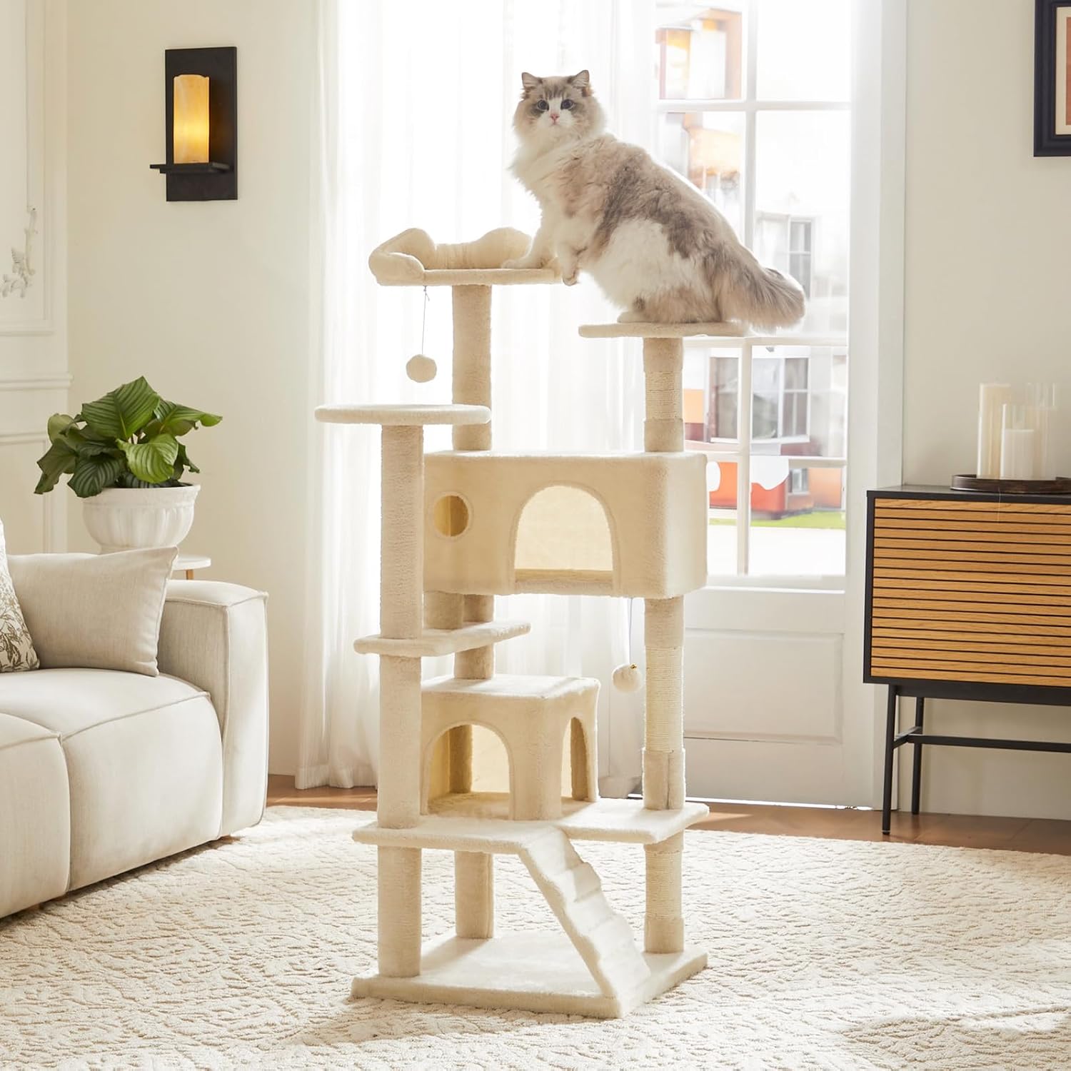 Multi-level Cat Activity Center BestPet 54-Inch Cat Tree Tower With Condos & Scratching Posts - Multi-Level Play House For Indoor Cats 54 Inch Cat Tower With Condo