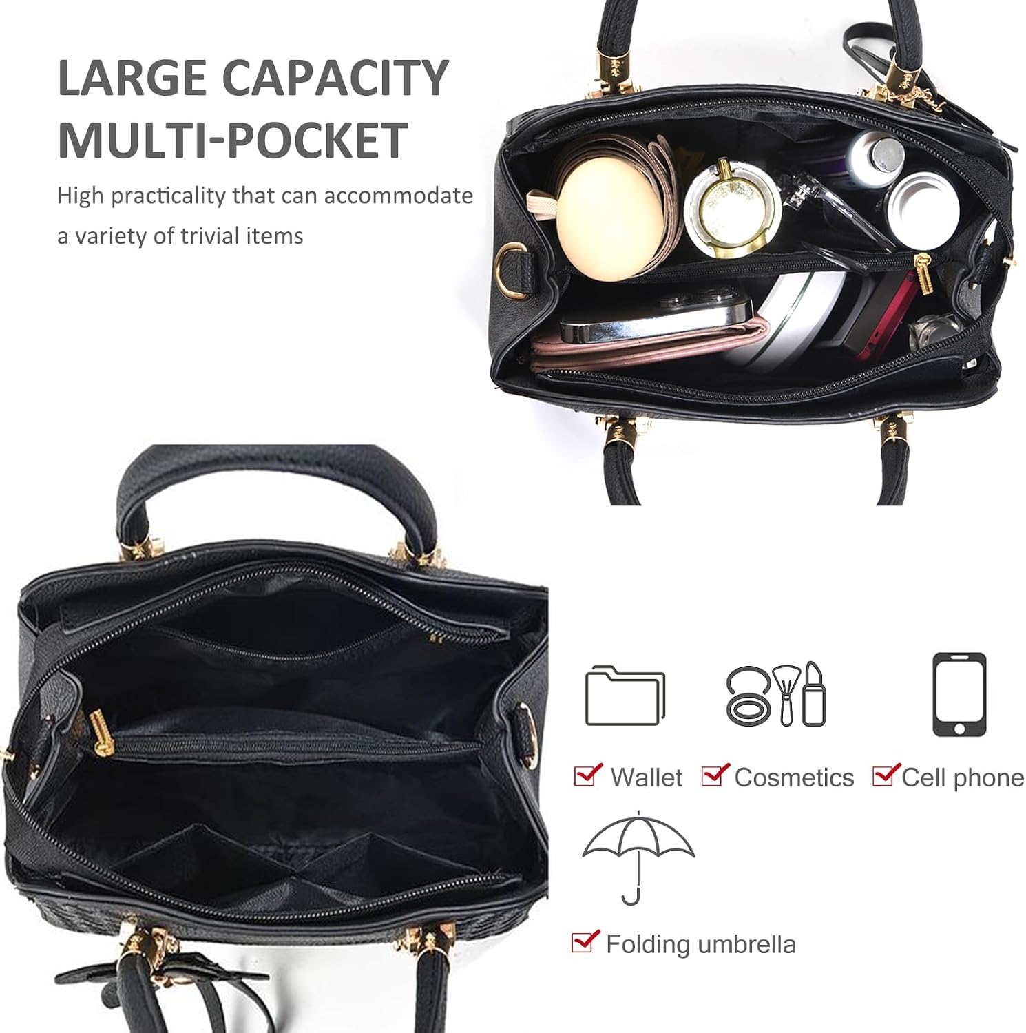 Classic Handbags For Women Small Top Handle Bags Elegant Shoulder Bags PU Leather Crossbody Bag For Everyday Use_voghion.com