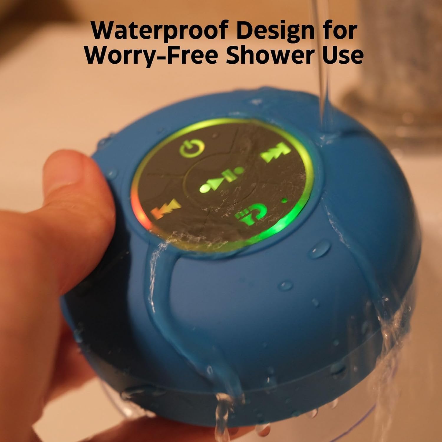 Bluetooth Shower Speaker With LED – Portable Wireless Mini Speaker With Mic & Suction Cup, IPX4 Water Resistant For Shower, Travel,Pool,River Floating_voghion.com