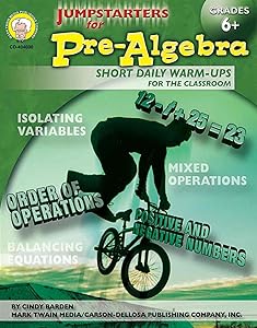 Jumpstarters for Pre-Algebra Grades 6 + by Cindy Barden