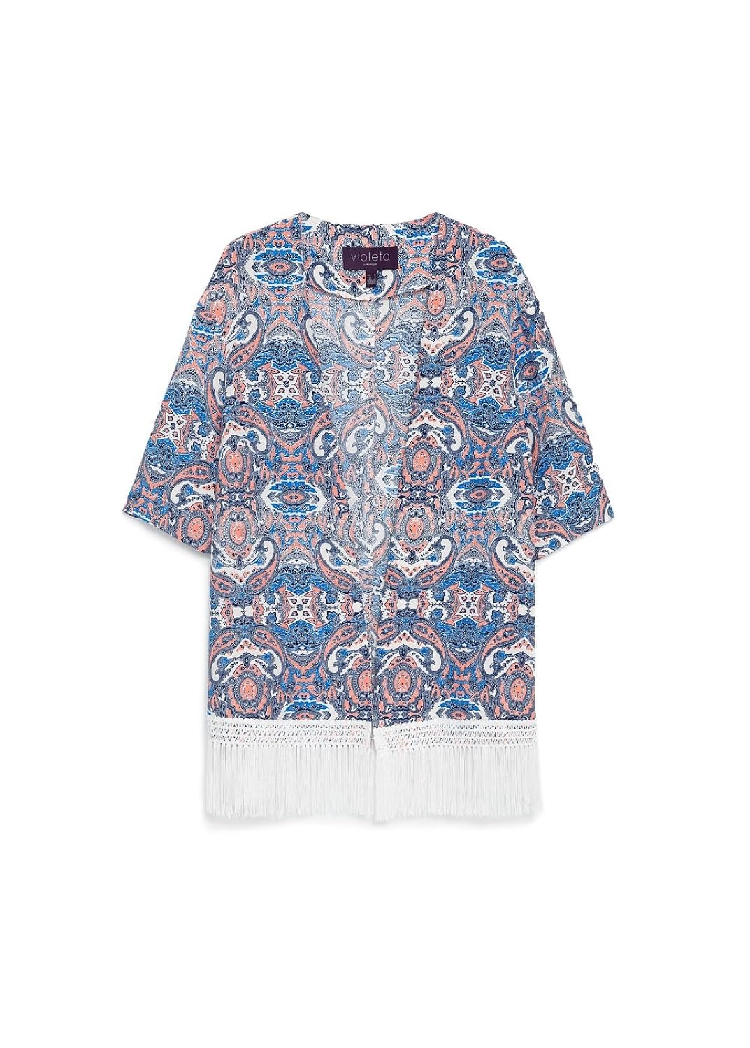 

Violeta By Mango Women's Fringed Paisley Caftan
