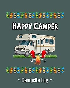 Happy Camper Campsite Log: 8" x 10" RV Campground Book With 50+ Pages To Record Campsite Details for your Class C RV by Jordause Distributors