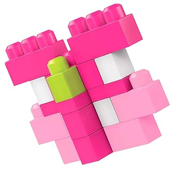 mega bloks儿童袋装积木80片套装 粉色