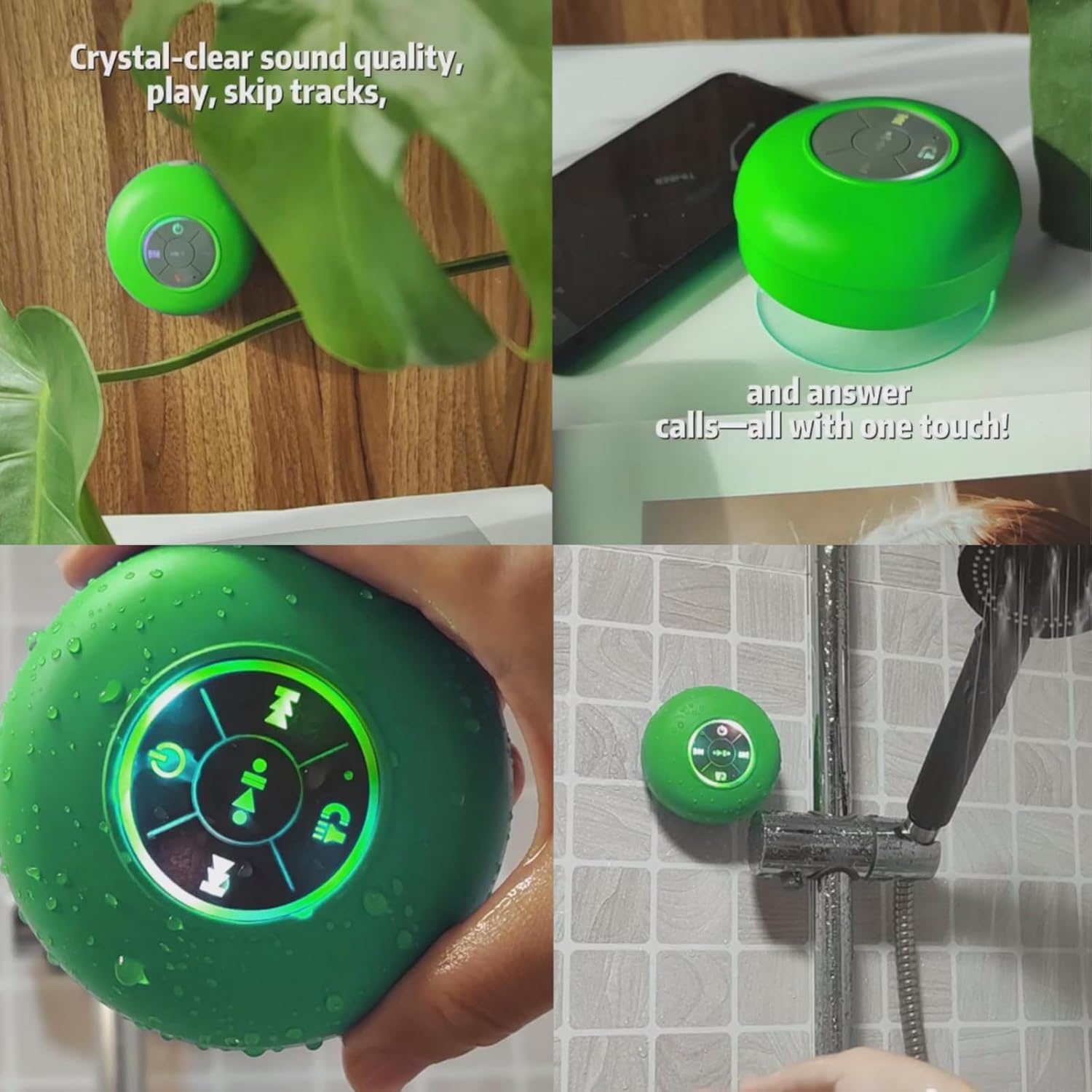 Bluetooth Shower Speaker With LED – Portable Wireless Mini Speaker With Mic & Suction Cup, IPX4 Water Resistant For Shower, Travel,Pool,River Floating_voghion.com