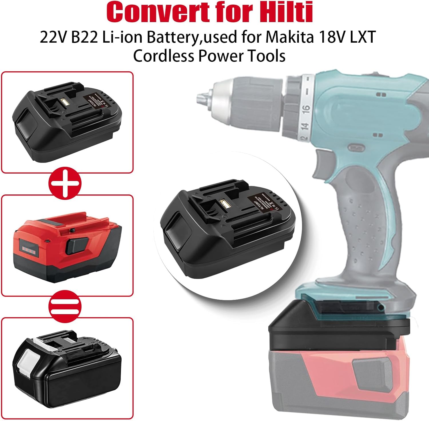 Adapter for Hilti 22V B22 Battery Convert to for Makita 18V