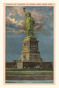 Vintage Journal Moon over Statue of Liberty, New York City (Pocket Sized - Found Image Press Journals)