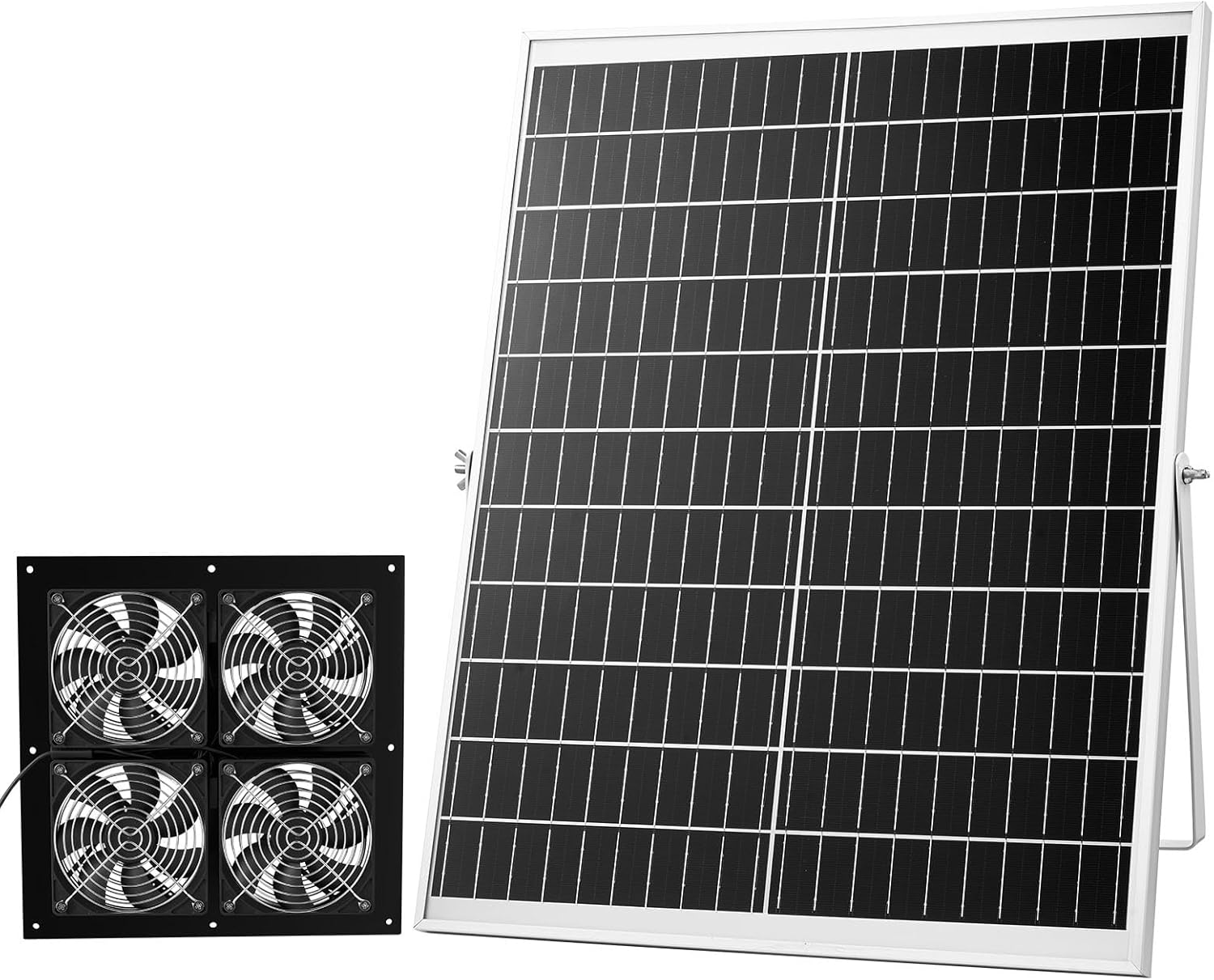 VEVOR Solar Powered Fan, 25W Solar Panel With 4 Fans, Adjustable Solar Panel Angle, 2668 RPM High-Speed, Flexible Installation, Fast Air Exchange_voghion.com