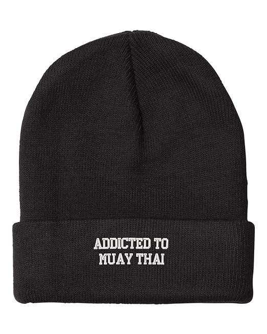 Fastasticdeal Addict Muay Thai Embroidered Beanie Cap