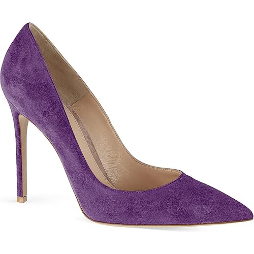 Nancy Jayjii Suede Lavender Pointy Toe Stiletto Heel Dress Pumps For Women 10 US