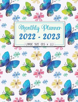 Monthly Planner 2022-2023, Large Size - (8.5 x 11): Blue Butterflies Watercolor Cover, 2-Year Monthly Planner Calendar Organizer, 24 Months Calendar- January 2022 to December 2023